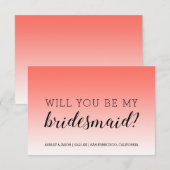 Word jij mijn bruidsmeisje Tropical Coral Ombre? Kaart (Voorkant / Achterkant)