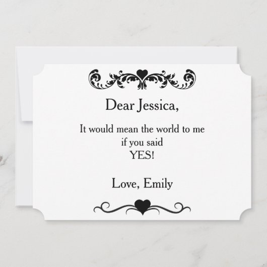 Word jij mijn bruidsmeisje? Typografie Bruiloft Kaart (Achterkant)