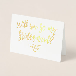 Word jij mijn bruidsmeisje typografie? folie kaarten