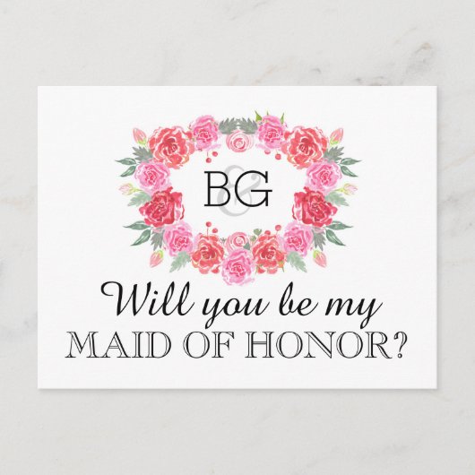 Word jij mijn bruidsmeisje? uitnodiging briefkaart (Voorkant)