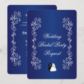 Word jij mijn bruidsmeisje uitnodiging Royal Blue? (Voorkant / Achterkant)