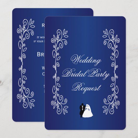 Word jij mijn bruidsmeisje uitnodiging Royal Blue? (Voorkant / Achterkant)