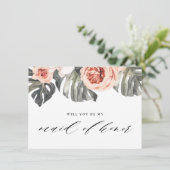 Word jij mijn bruidsmeisje van Eer Elegant Tropics Kaart (Staand voorkant)