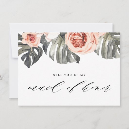 Word jij mijn bruidsmeisje van Eer Elegant Tropics Kaart (Voorkant)