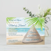 Word jij mijn bruidsmeisje van Honor Beach Wedding Kaart (Staand voorkant)