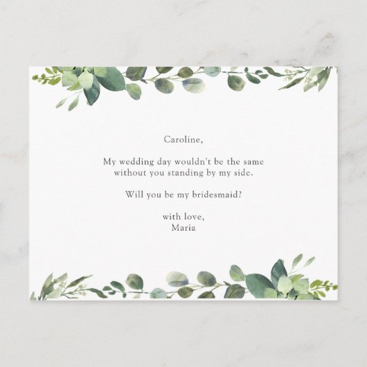 "Word jij mijn bruidsmeisje?" Voorstelkaart Aankondigingskaart (Achterkant)