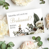 Word jij mijn bruidsmeisje winter bloemenbruiloft? kaart