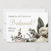 Word jij mijn bruidsmeisje winter bloemenbruiloft? kaart (Voorkant)