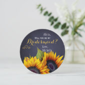 Word jij mijn bruidsmeisje zonnebloemen marine? kaart (Staand voorkant)