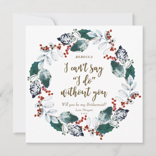 Word jij mijn bruidsmeisjeskaart winterbloemen? kaart (Voorkant)