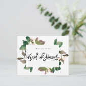 word jij mijn dienstmeisje van eerwaarde boho flor aankondigingskaart (Staand voorkant)