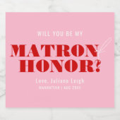 Word jij mijn Ereheer Bold Pink & Red? Sparkling Wijnetiket (Enkel label)