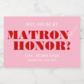 Word jij mijn Ereheer Bold Pink & Red? Sparkling Wijnetiket (Enkel label)