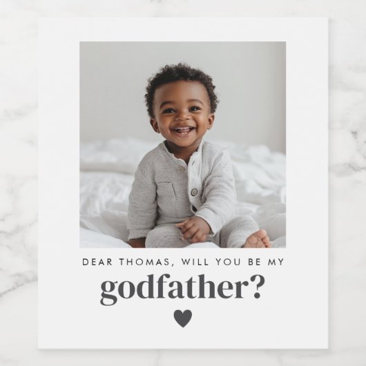 Word jij mijn Godfather-fotovoorstel? Wijn Etiket (Enkel label)