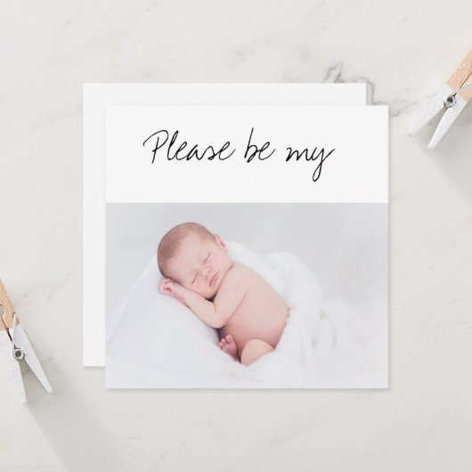 Word jij mijn GodOuder Baby Foto Kaart (Voorkant / Achterkant in situ)