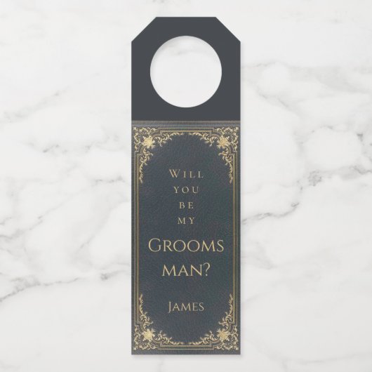 Word jij mijn groomman Blue Gold  Flessenhanger (Voorkant)