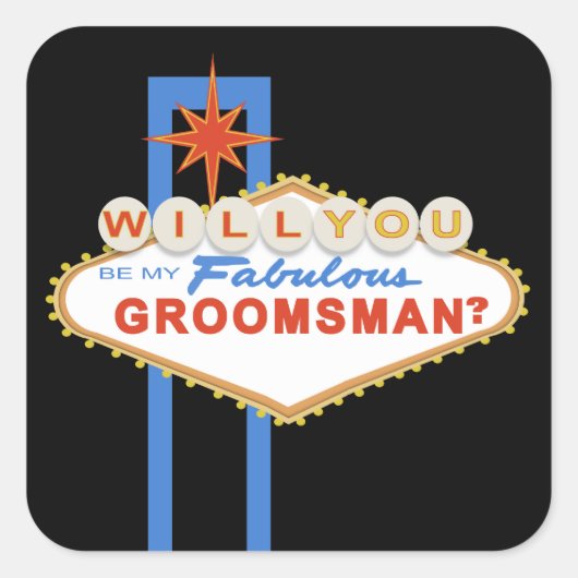Word jij mijn groomman Las Vegas Sign Sticker (Voorkant)
