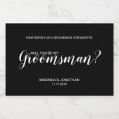 Word jij mijn groomman? Modern script Sparkling Wijnetiket (Enkel label)