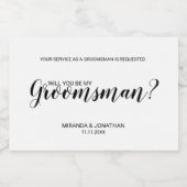 Word jij mijn groomman? Modern script sprankelend Sparkling Wijnetiket (Enkel label)