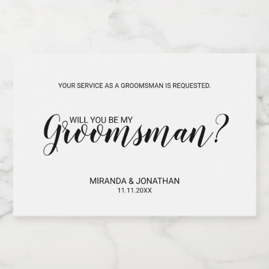 Word jij mijn groomman? Modern script sprankelend Sparkling Wijnetiket (Enkel label)