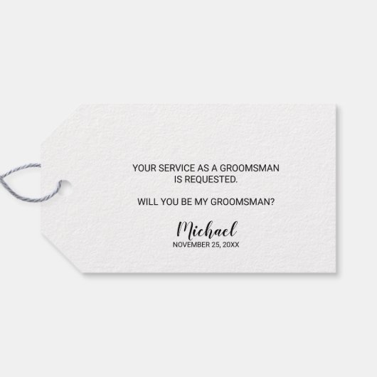 Word jij mijn groomman? Moderne Script Gift Labels Cadeaulabel (Achterkant Horizontaal)
