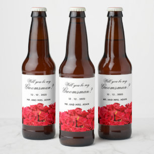 Word jij mijn groomman Red Roses Bier Etiket