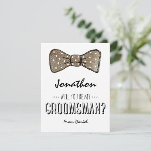 Word jij mijn groomman? | Rustieke Groomsmen Kaart (Staand voorkant)