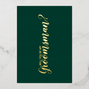 Word jij mijn groomman? Smaragd en goud Folie Uitnodiging
