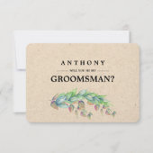 Word jij mijn Groomsman? Botanisch kraftpapier Kaart (Voorkant)