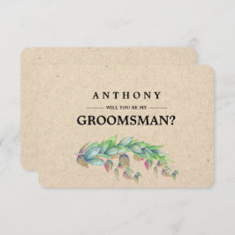 Word jij mijn Groomsman? Botanisch kraftpapier Kaart