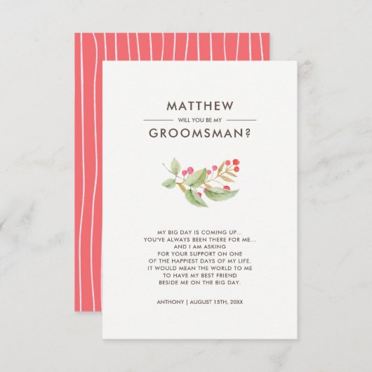 Word jij mijn Groomsman? Custom Kaart (Voorkant / Achterkant)