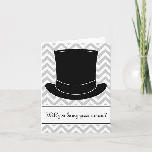 Word jij mijn groomsman kaart? | Chevron en tophat (Voorkant)