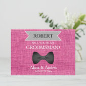 Word jij mijn Groomsman met Bow? Kaart (Staand voorkant)