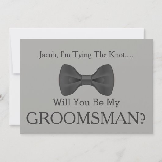 Word jij mijn Groomsman met Grey Bow Kaart (Voorkant)