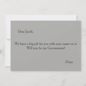 Word jij mijn Groomsman met Grey Bow Kaart (Achterkant)