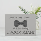Word jij mijn Groomsman met Grey Bow Kaart (Staand voorkant)
