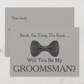 Word jij mijn Groomsman met Grey Bow Kaart (Voorkant / Achterkant)