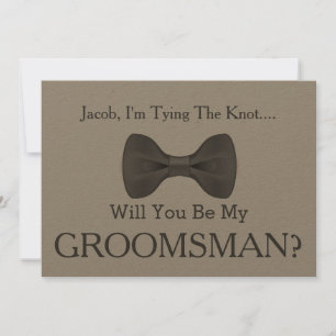 Word jij mijn Groomsman met Grey Bow Kaart