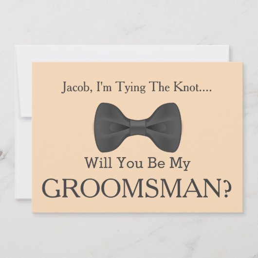 Word jij mijn Groomsman met Grey Bow Kaart (Voorkant)