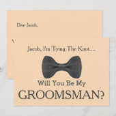 Word jij mijn Groomsman met Grey Bow Kaart (Voorkant / Achterkant)