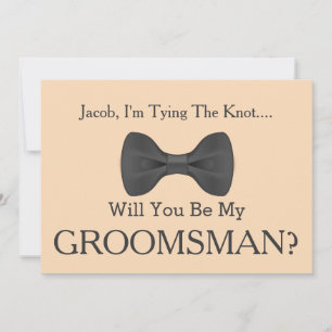 Word jij mijn Groomsman met Grey Bow Kaart