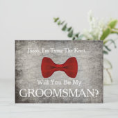 Word jij mijn Groomsman met Grey Bow Kaart (Staand voorkant)