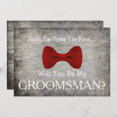 Word jij mijn Groomsman met Grey Bow Kaart (Voorkant / Achterkant)