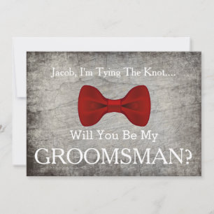 Word jij mijn Groomsman met Grey Bow Kaart