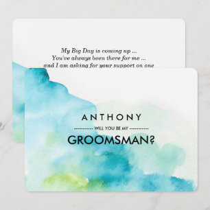 Word jij mijn Groomsman? Moderne Waterverf Kaart