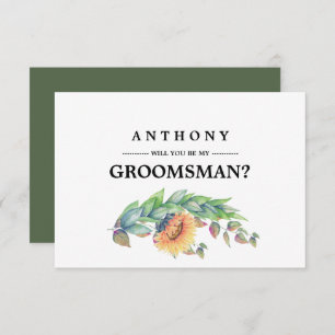 Word jij mijn Groomsman? Rustieke zonnebloemen Kaart