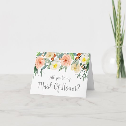 Word jij mijn Maid of Honor? | Aquarel Bloemen (Voorkant)