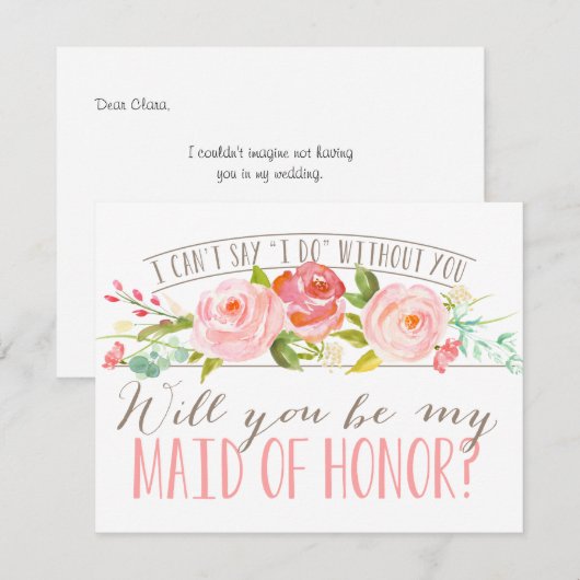 Word jij mijn Maid of Honor? | bruidsmeisje Kaart (Voorkant / Achterkant)