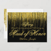 Word jij mijn Maid of Honor? gouden Confetti Uitnodiging Briefkaart (Voorkant / Achterkant)
