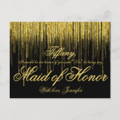 Word jij mijn Maid of Honor? gouden Confetti Uitnodiging Briefkaart (Voorkant)
